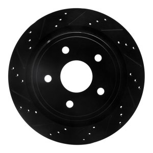Chrysler Aspen Brake Rotor (1) - Rear Left - R1 Concepts - Drilled & Slotted - Black - `02-`24